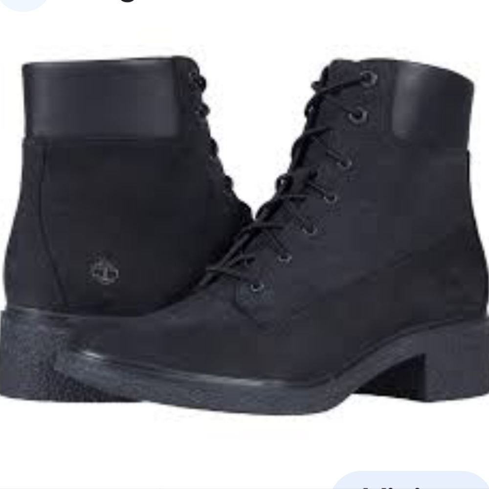 Timberland Women’s Black Waterproof Nubuck Chunky Heel Lace Up Boots 6.5